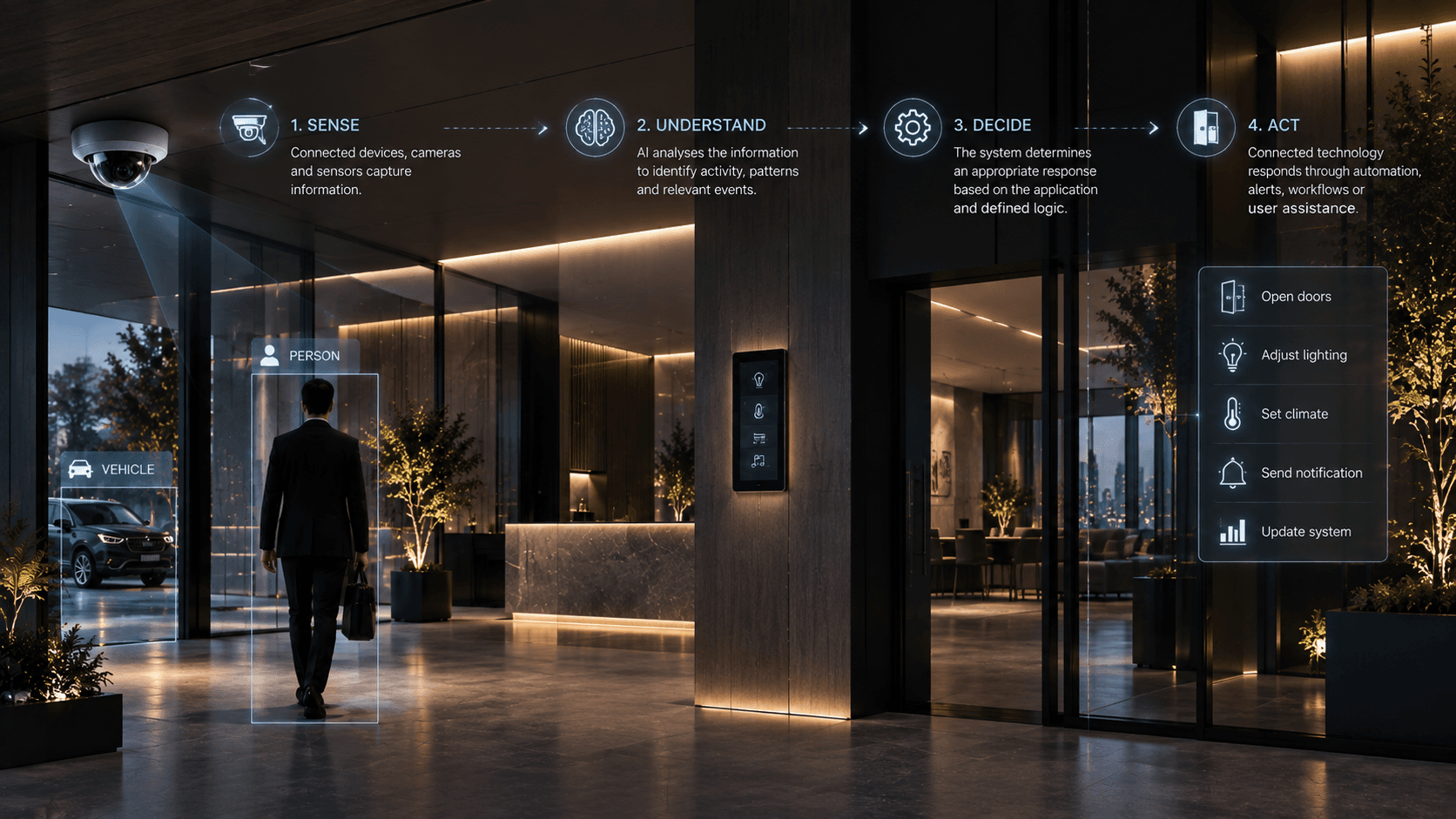 AI interpreting connected information and supporting intelligent response