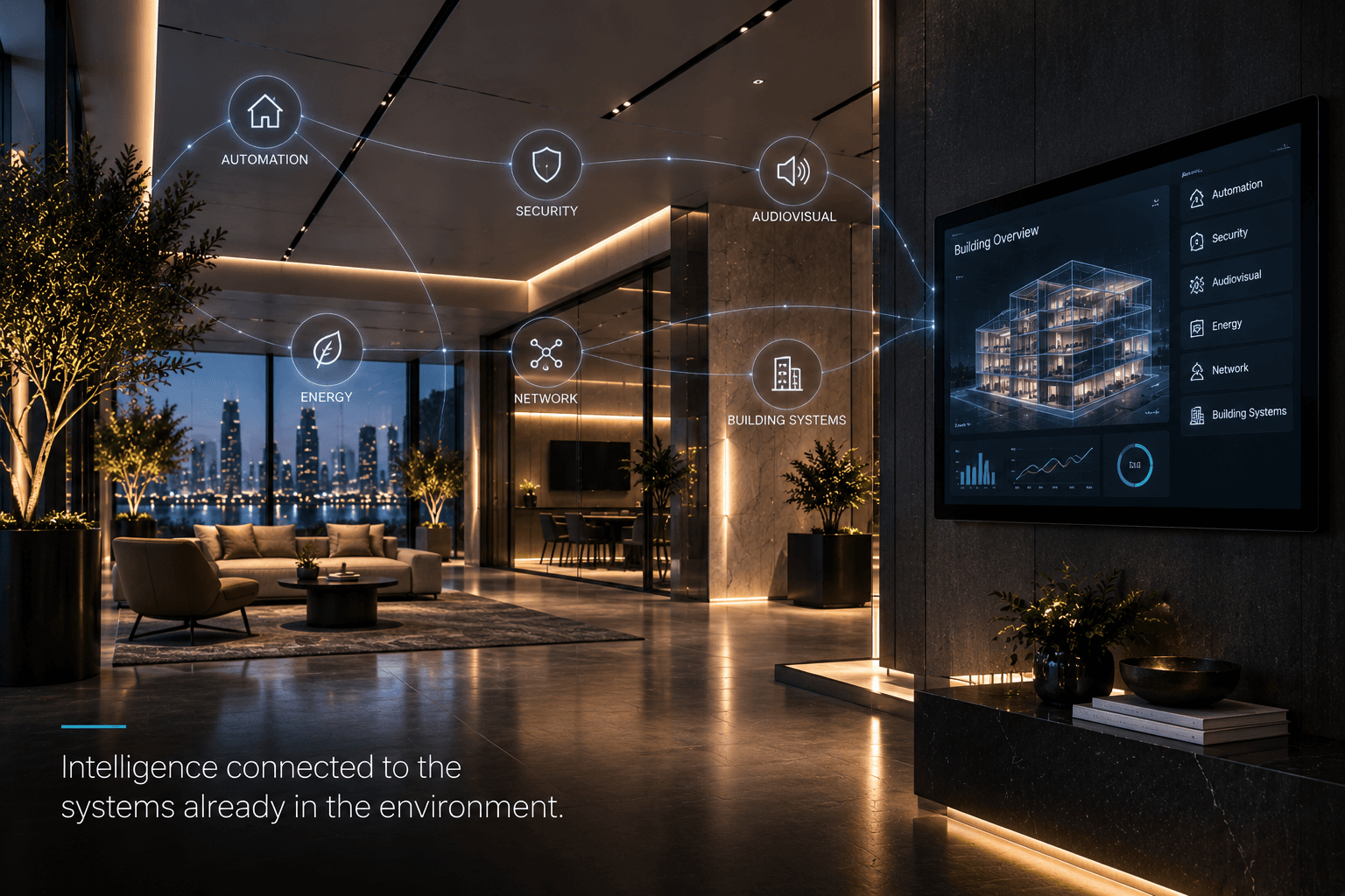 AI integrated with automation security audiovisual and business systems
