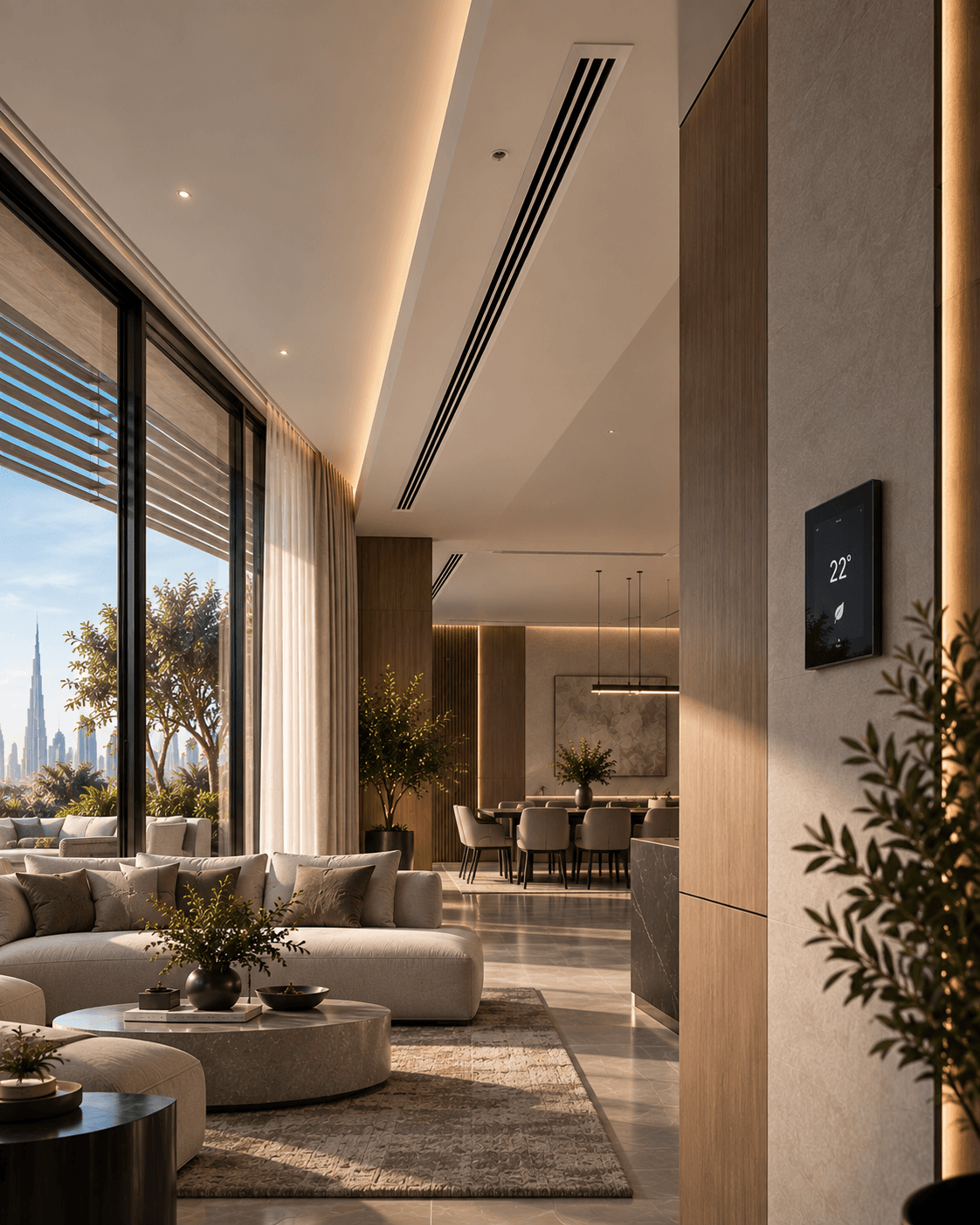 Concealed climate technology integrated into architecture