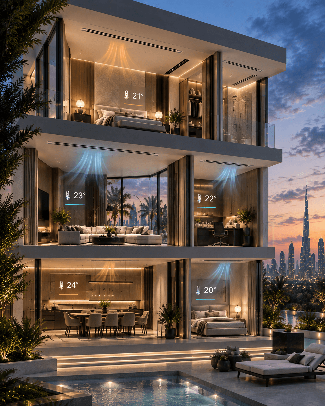 Luxury property with independently controlled climate zones