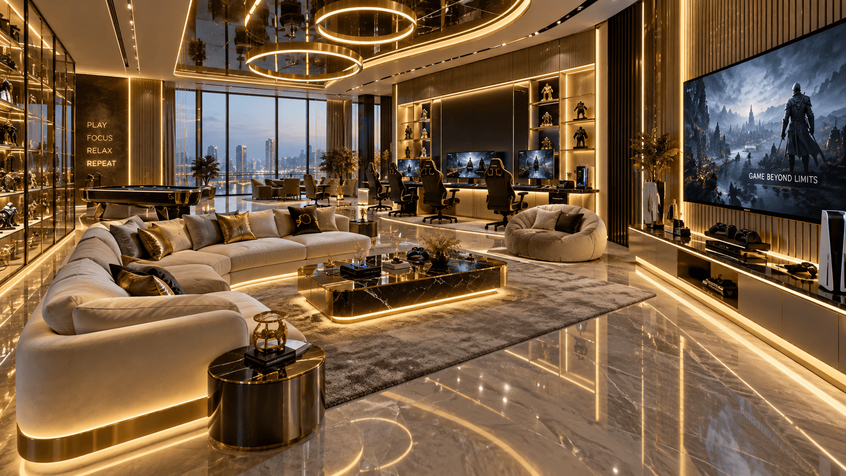 Premium gaming room interior