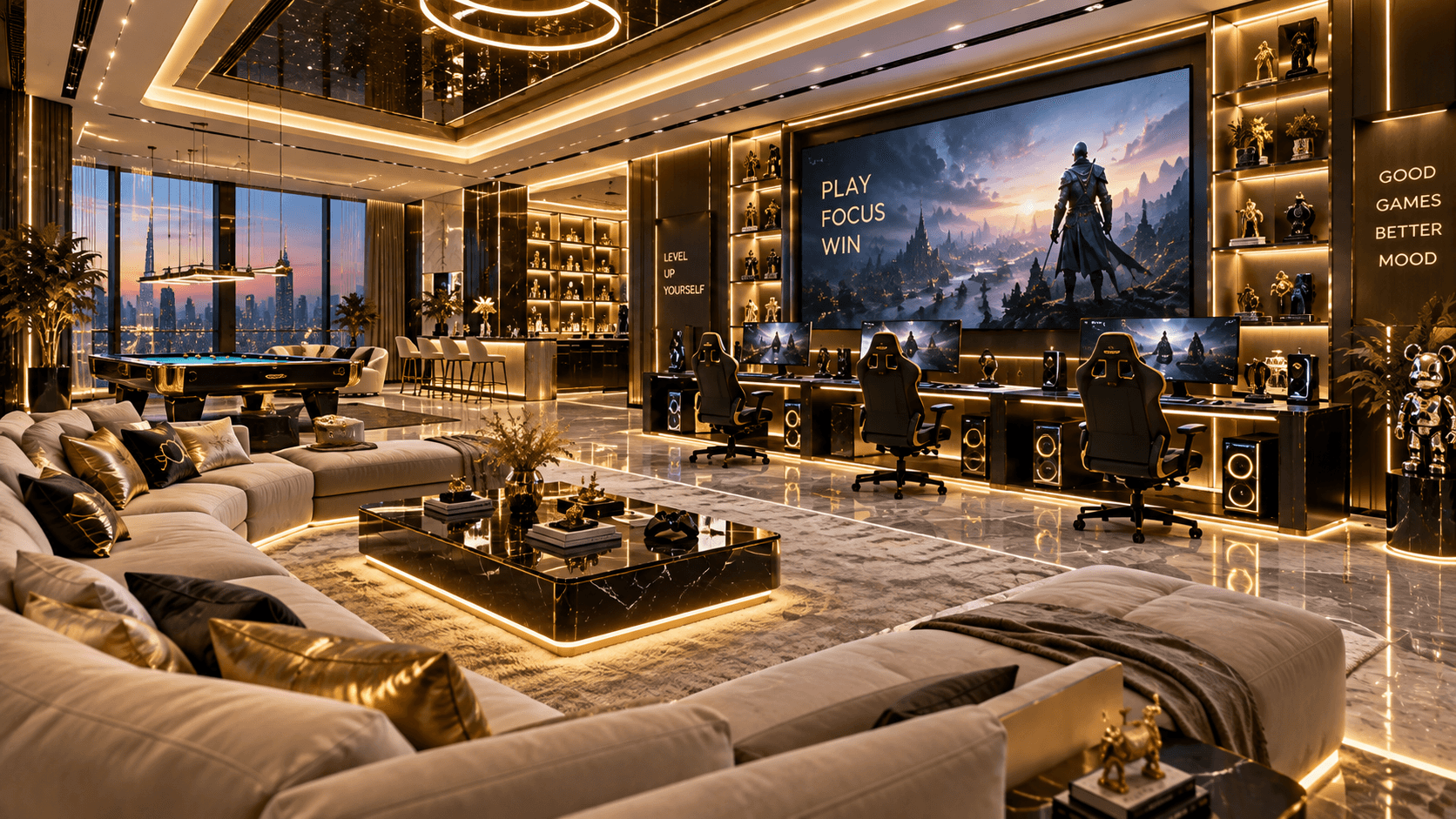 Luxury gaming room interior