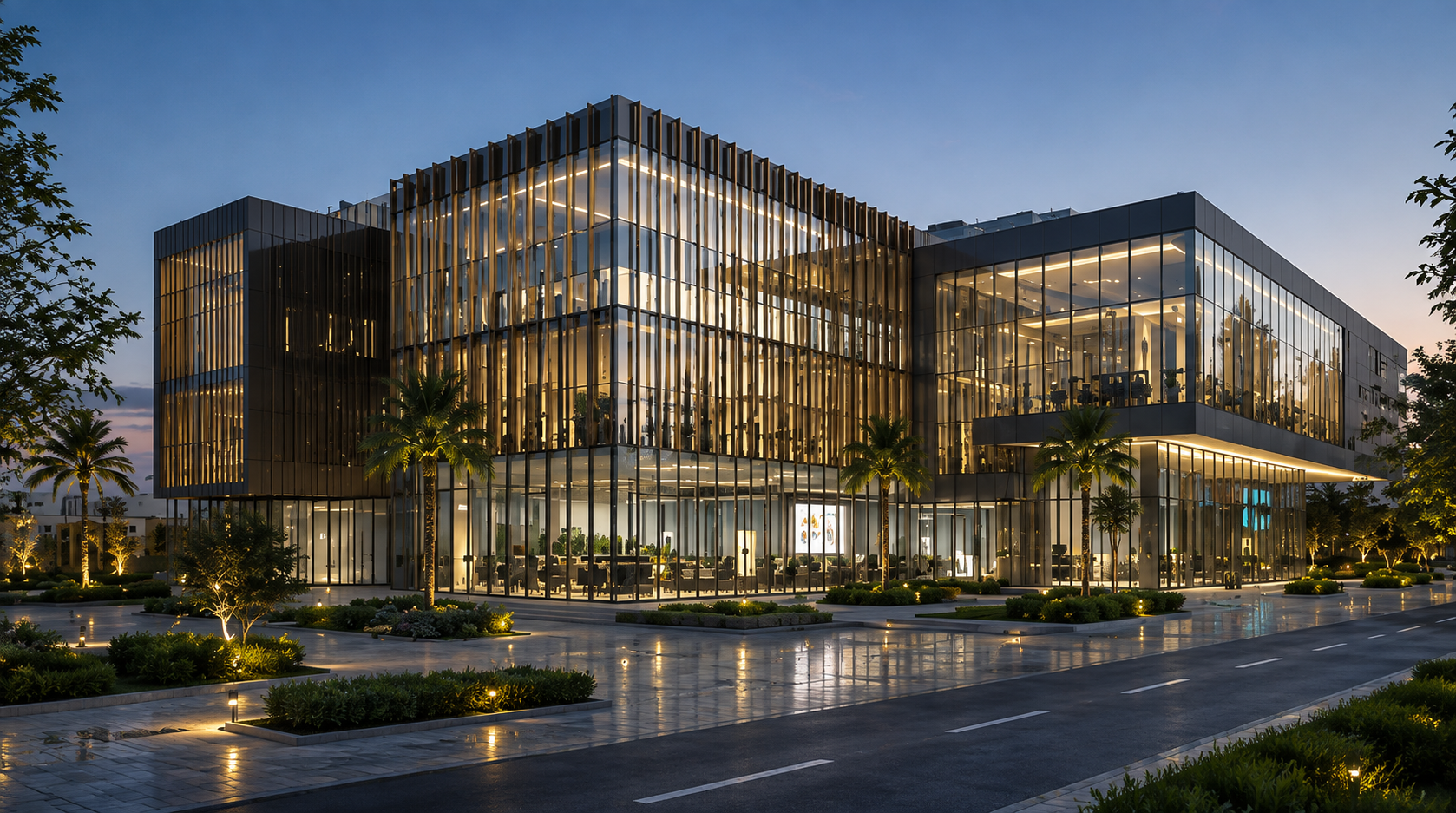Modern intelligent commercial building in the UAE