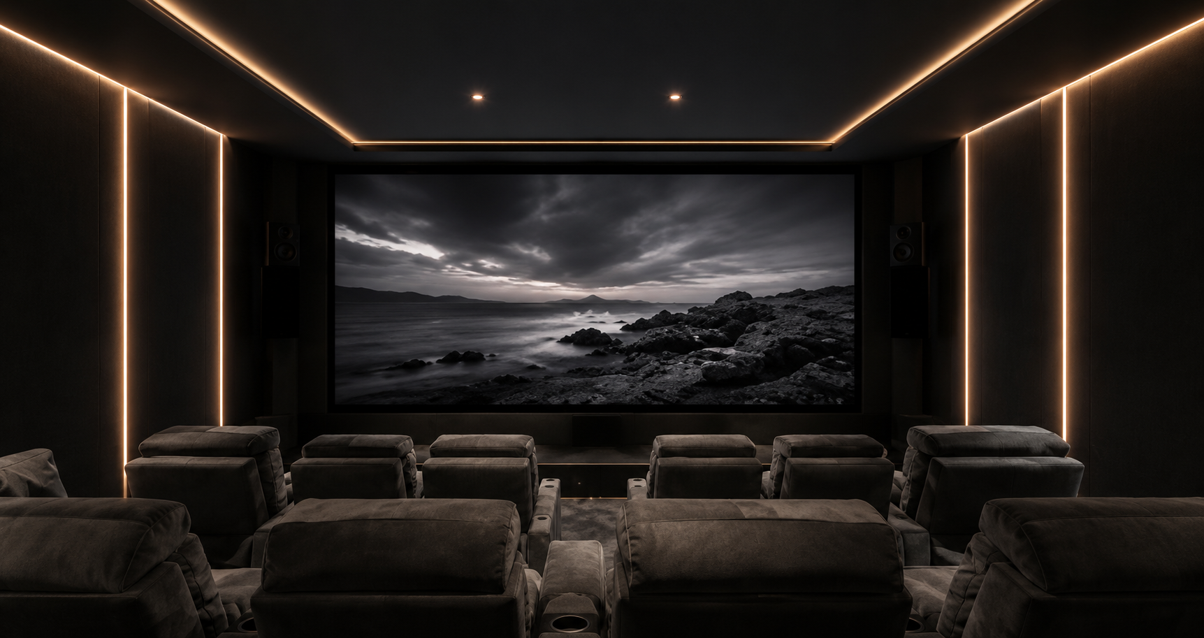 Luxury private cinema interior in Dubai