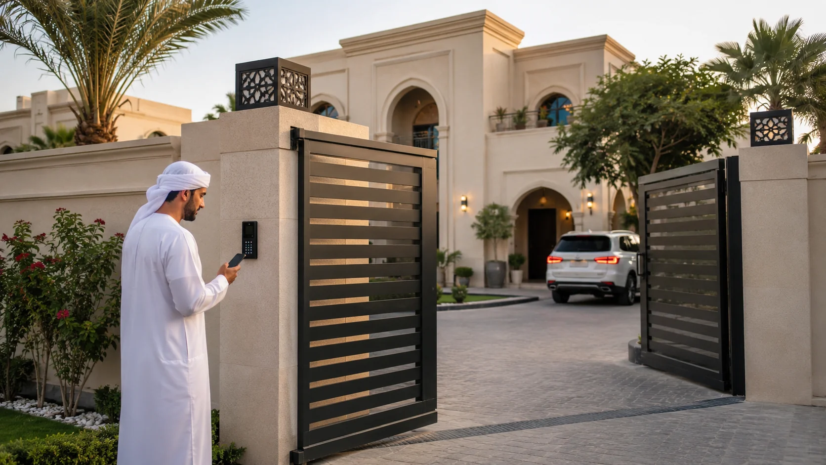 Luxury villa entrance and driveway